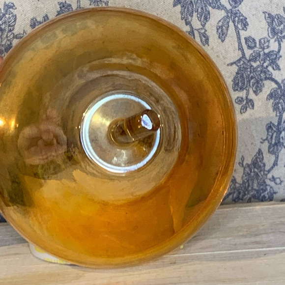 Vintage Carnival Glass Pear Covered Candy Dish Marigold - Picture 10 of 11